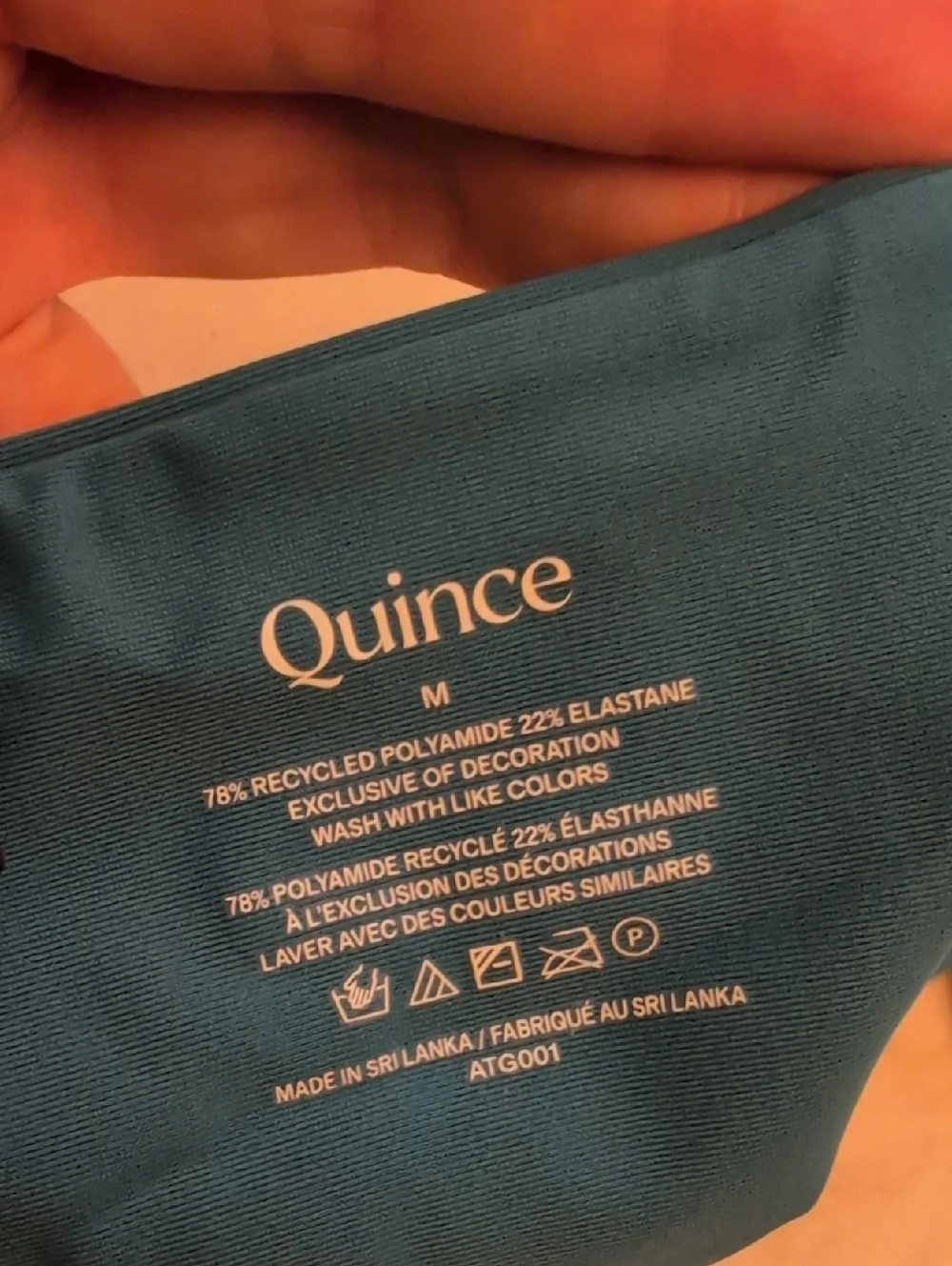 NWT Quince Bikini Set Demi Bikini Top Side-Tie Bottom Lagoon Teal blue Size M